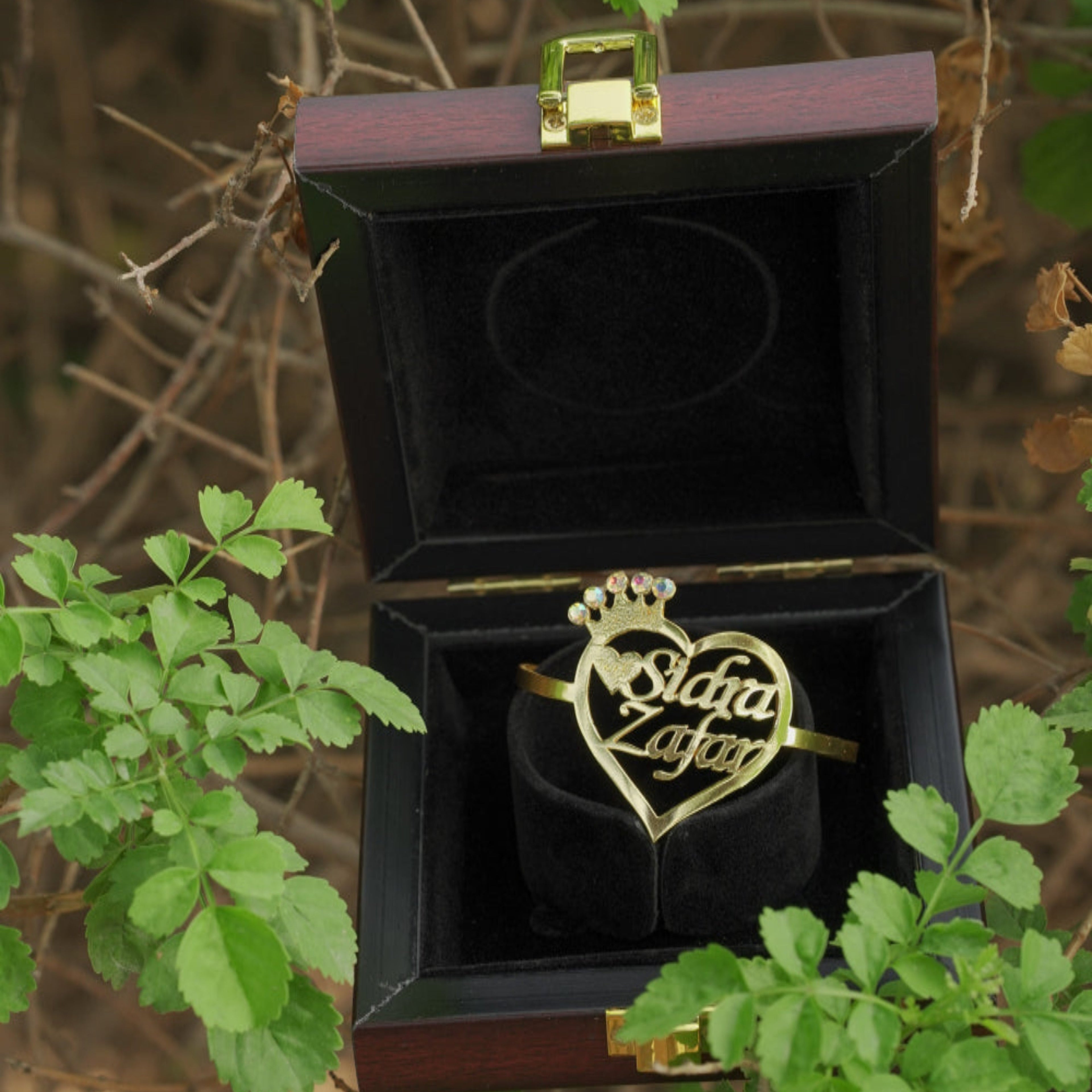 customize heart name bangle